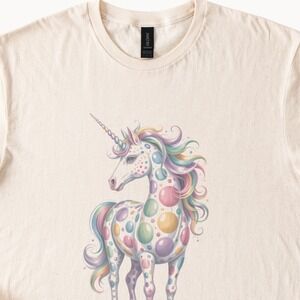 Magical Unicorn Graphic Tee Whimsical Fantasy Art Colorful